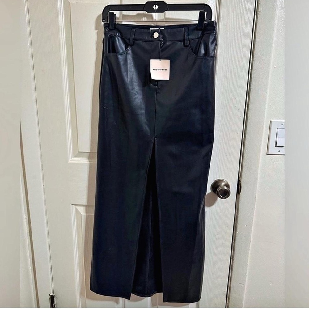 Superdown Alina Faux Leather Maxi Skirt - Black - Picture 2 of 4